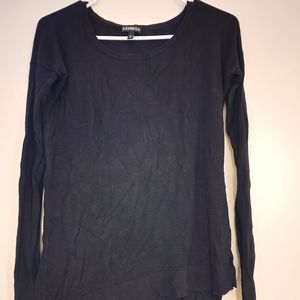 Express Women's Black Asymmetrical Long Sleeve U Scoop Neck Sweater Size XS